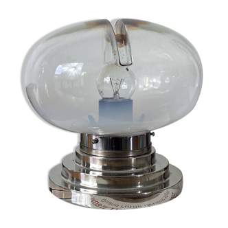 Vintage Murano glass lamp by Mazzega with chrome metal.