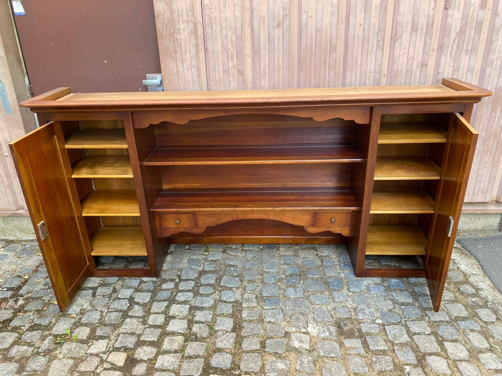 Large bar counter furniture 233 cm buffet in solid cherry wood 1970