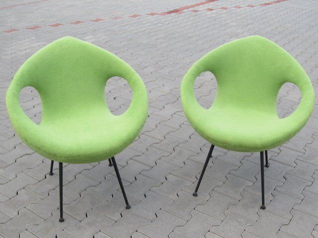 Beautiful and very rare pair of armchairs egg 50 60 year tear