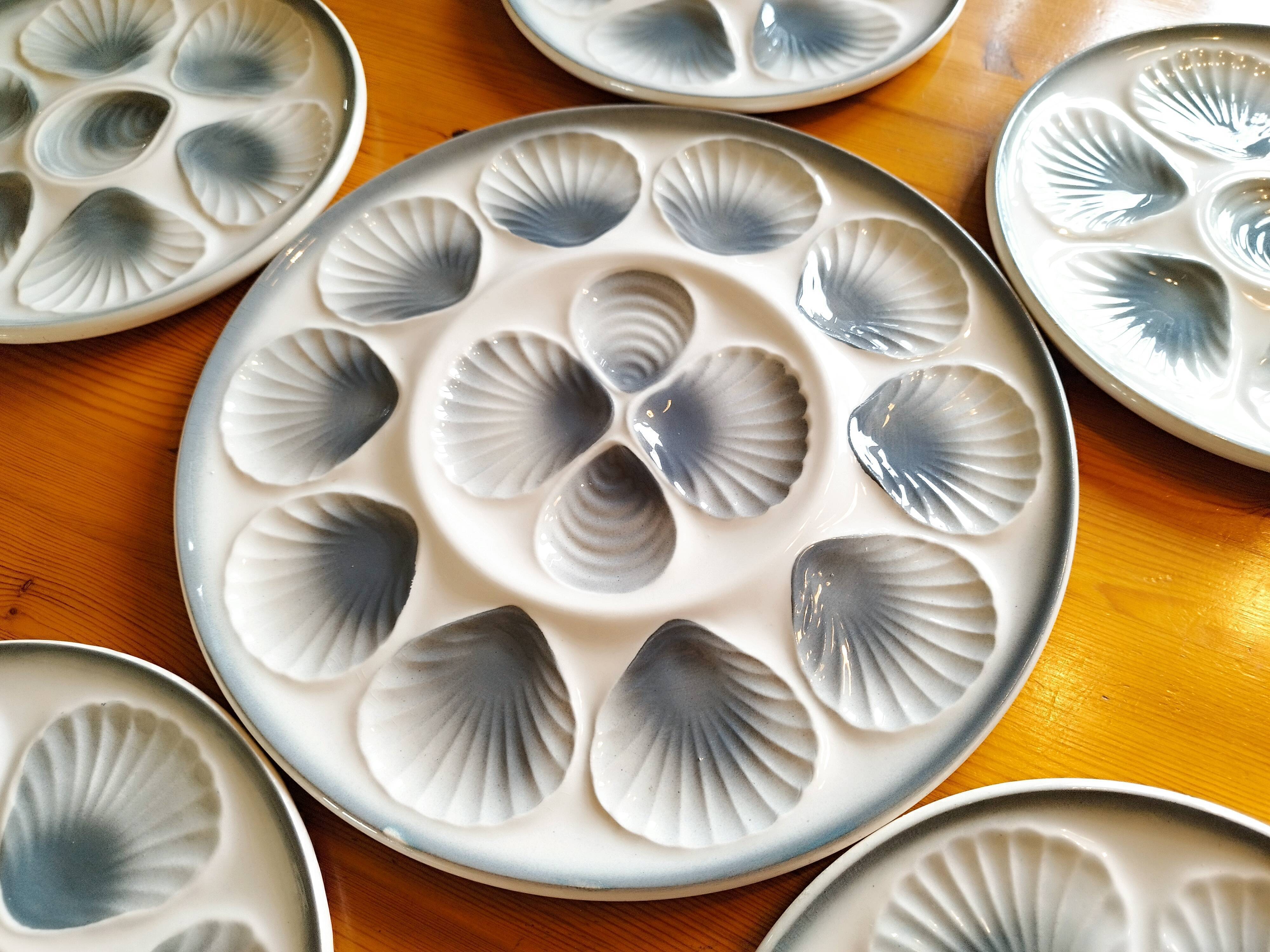 Set of 6 oyster plates and dish