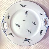 Cake plate decorated blue swallows