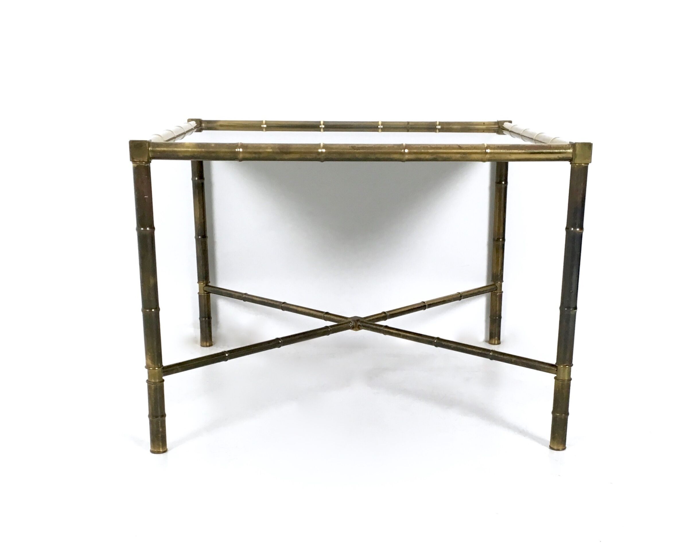Brass and black opaline glass coffee table, France  1950s