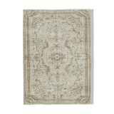 Tapis beige turc noué à la main 182 cm x 252 cm