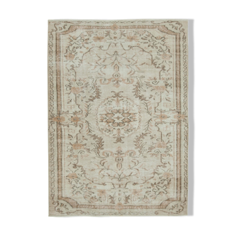 Tapis beige turc noué à la main 182 cm x 252 cm