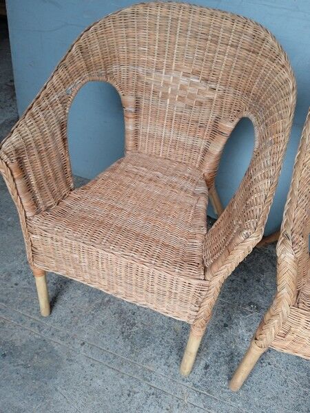 Pair of vintage rattan armchairs