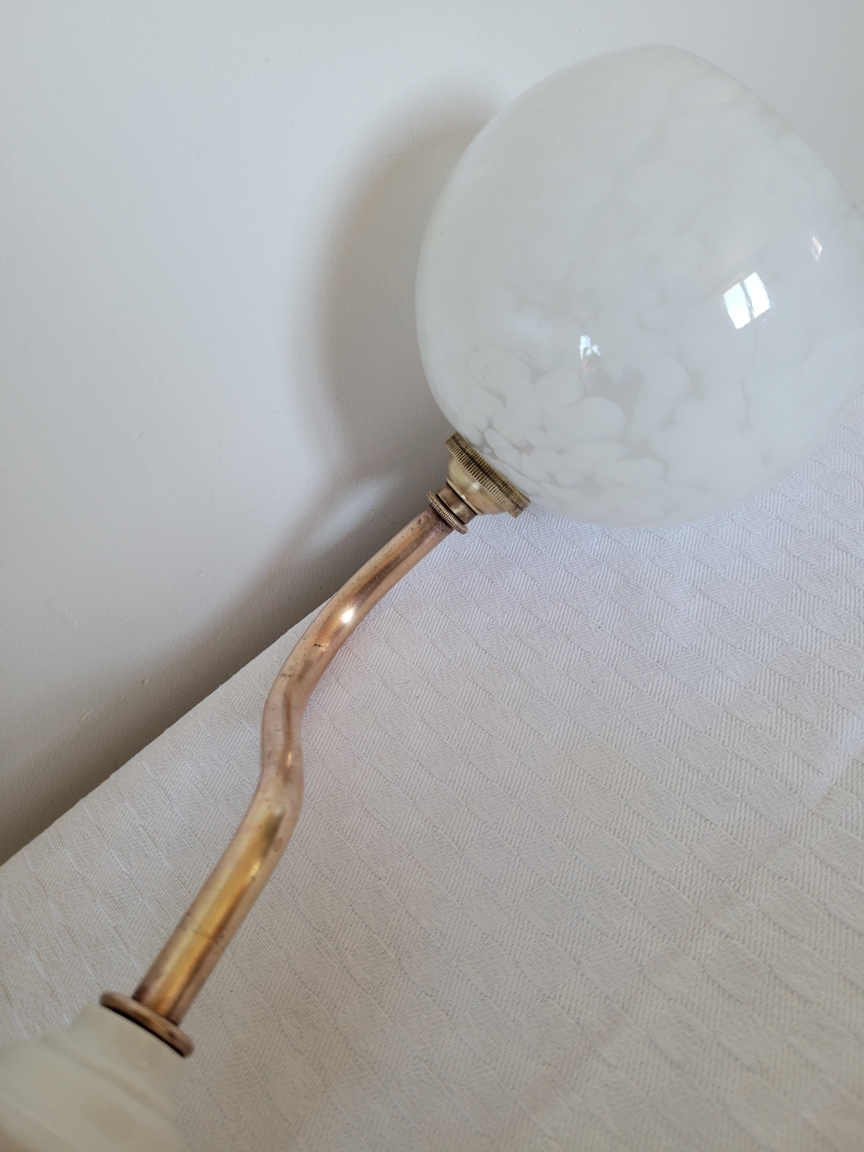 Brass and Clichy glass wall lamp