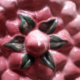 Glazed ceramic dessert plate with strawberry design.