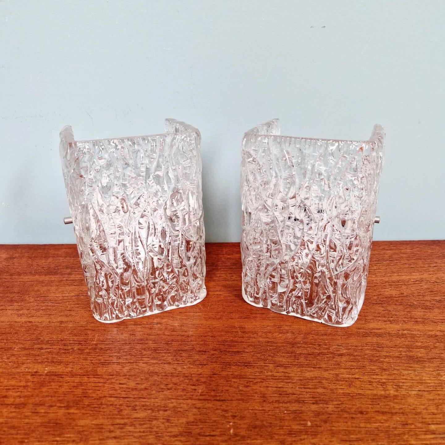 Pair of frosted glass wall sconces, J.T. Kalmar, 1960-70