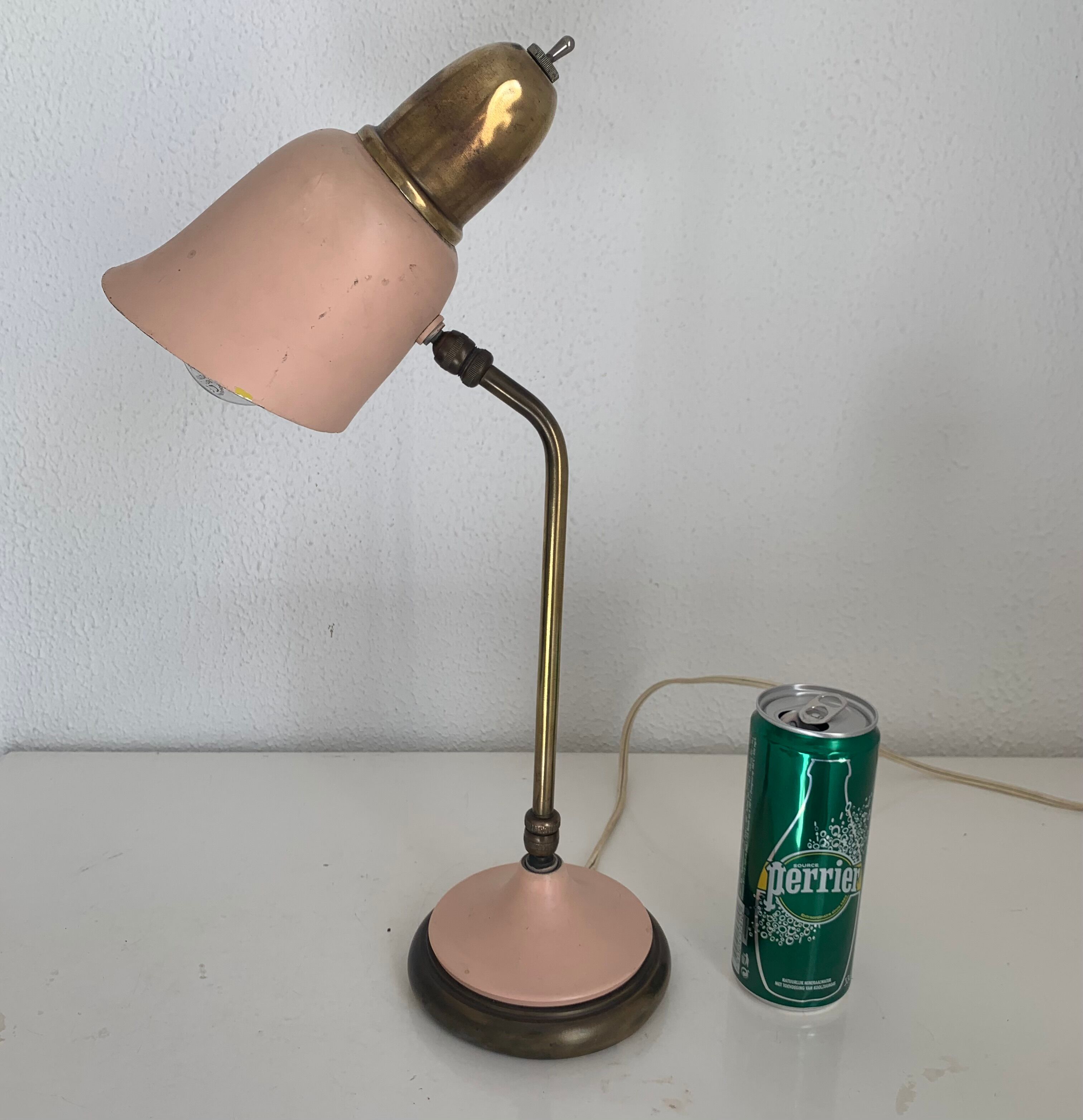 Lampe style cocotte rose et dorée, 1950