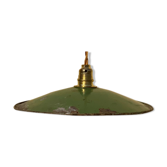 Vintage suspension green enamelled sheet white