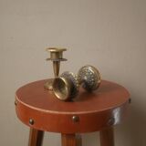 Pair of antique brass candlesticks Scandinavian country decoration gold metal candelabra candlesticks