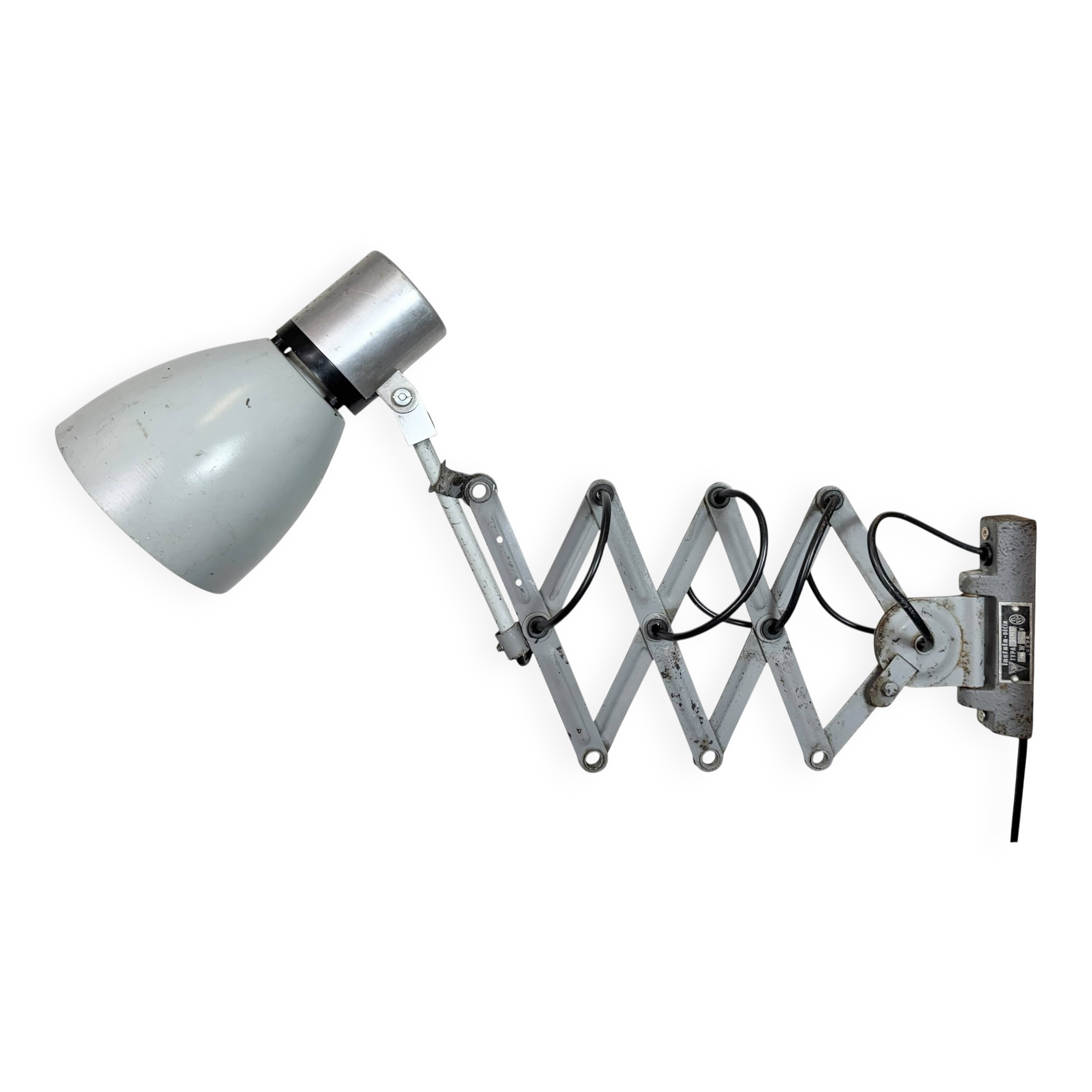 Industrial Grey Scissor Wall Lamp, 1960s