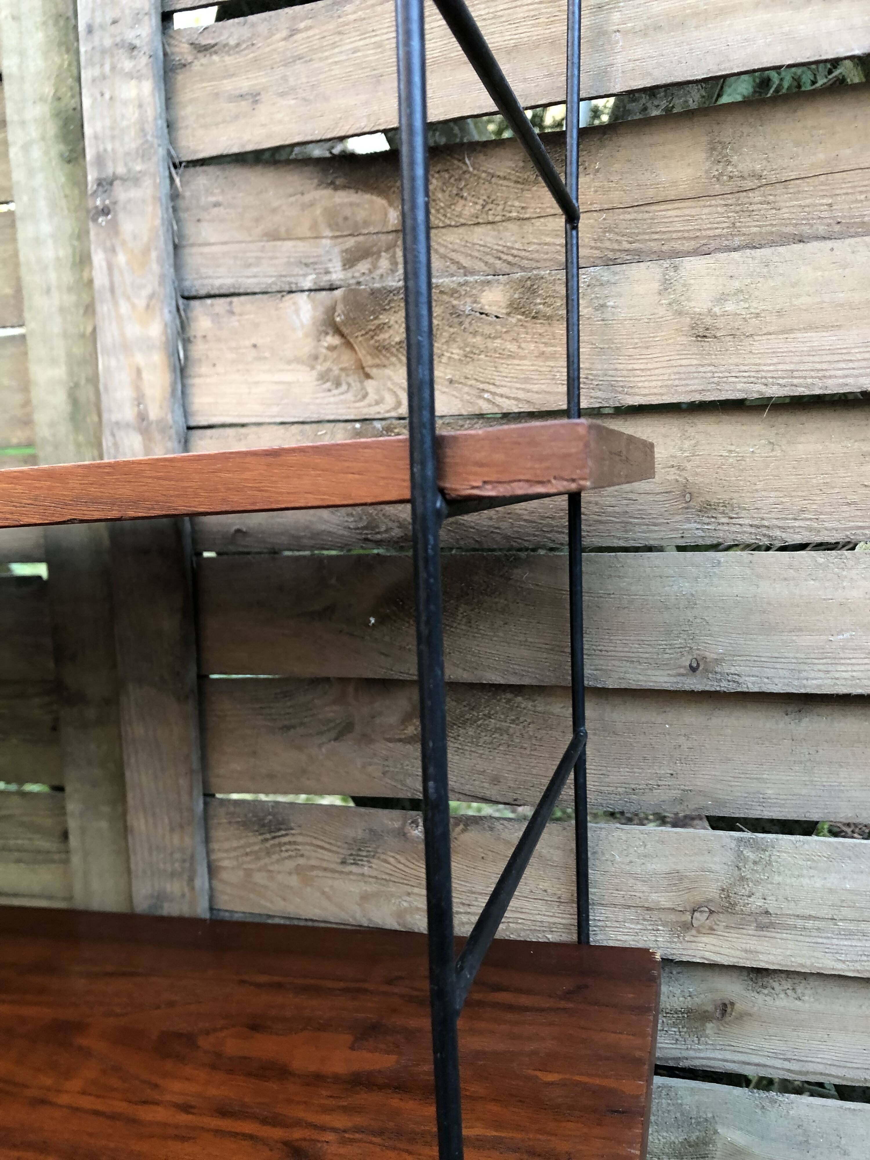 String shelf wood and metal 60s Sweden