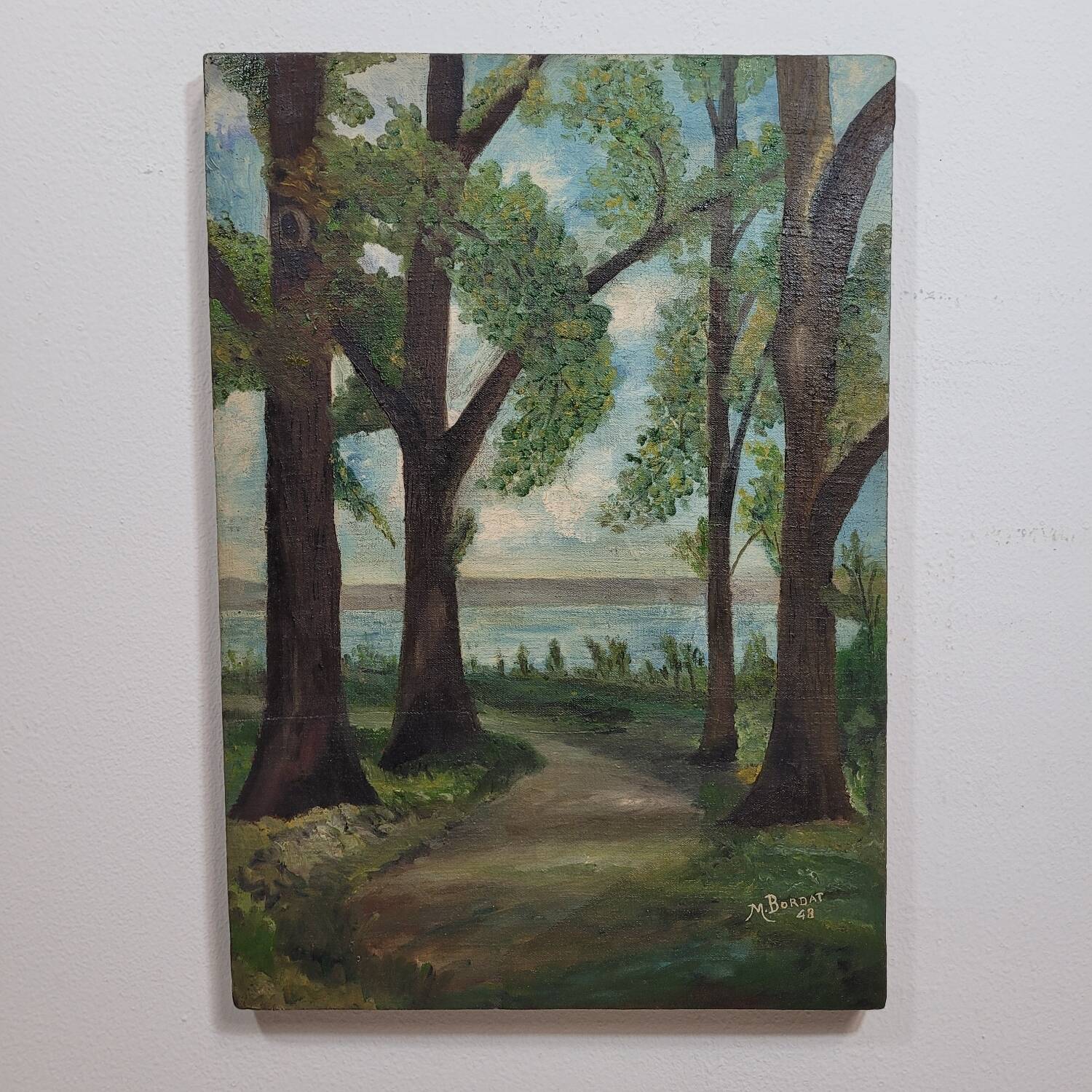 Painting old landscape painting 1948 signed M.Bordat