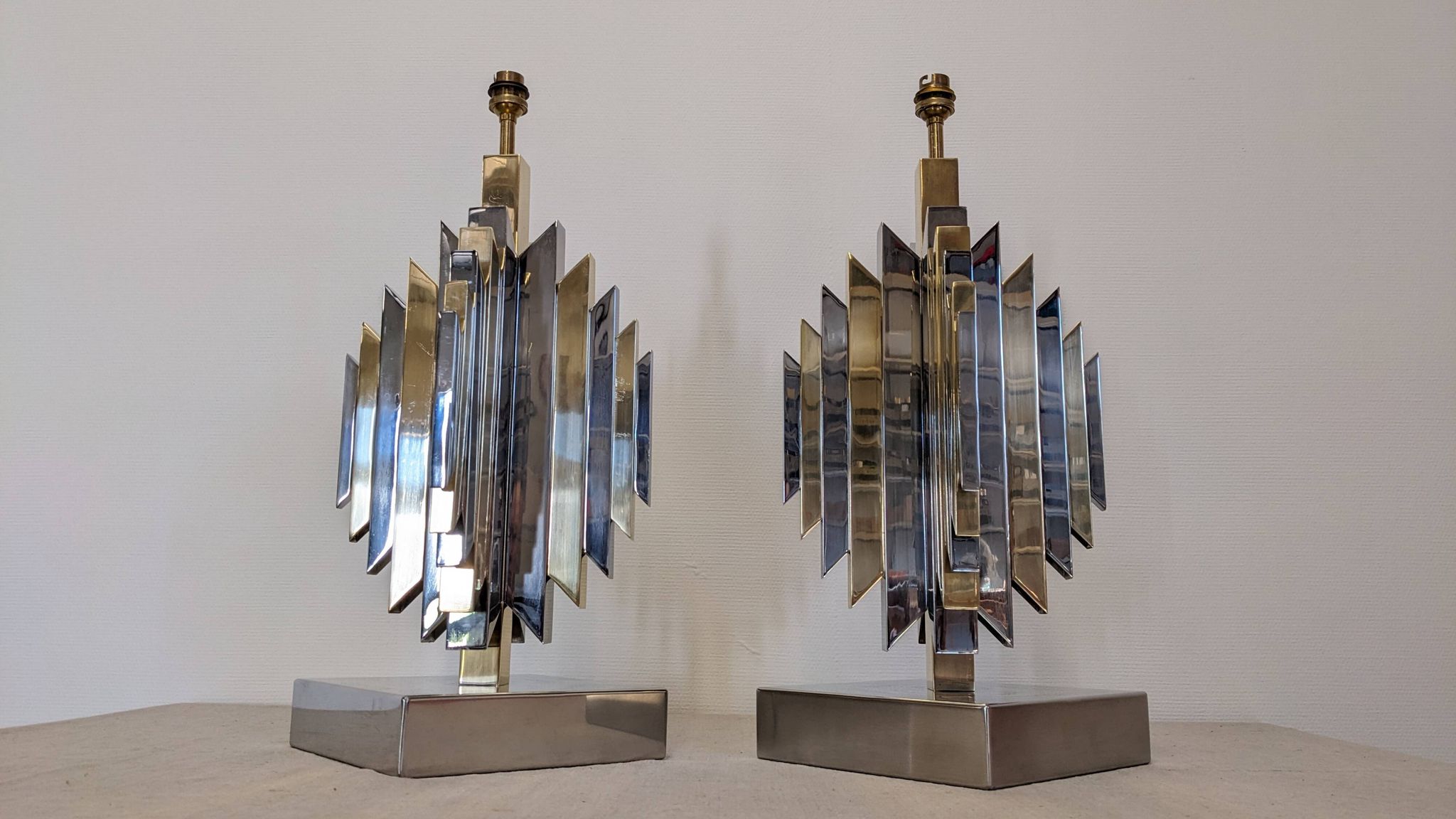 Pair of Cactus lamp bases by Les Ateliers La Boétie, France 1974
