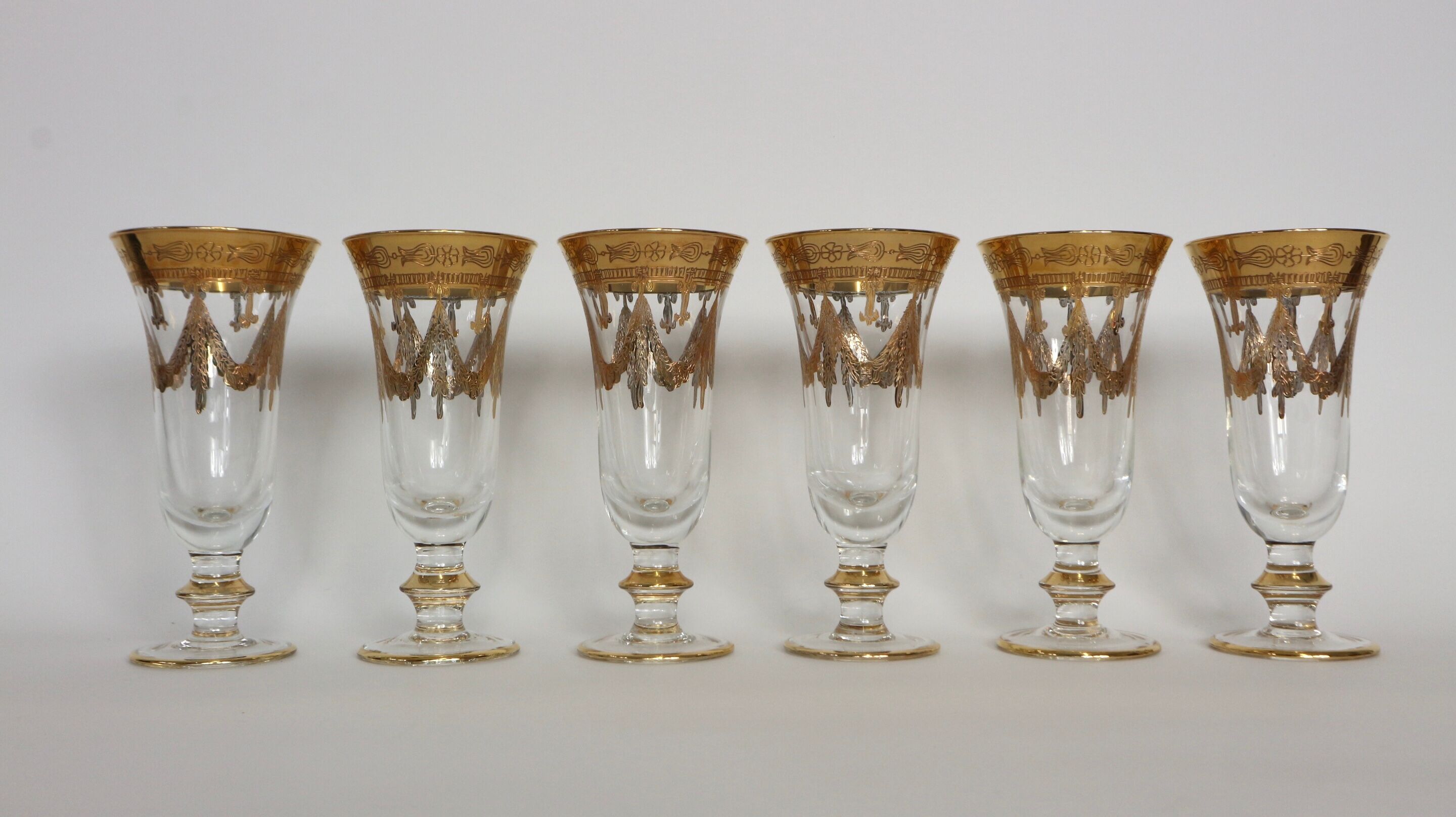 Service 12 glasses decoration engraved gold border