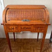 Cylindrical desk in cubic marquetry Louis XVI style late 19th, early 20th century