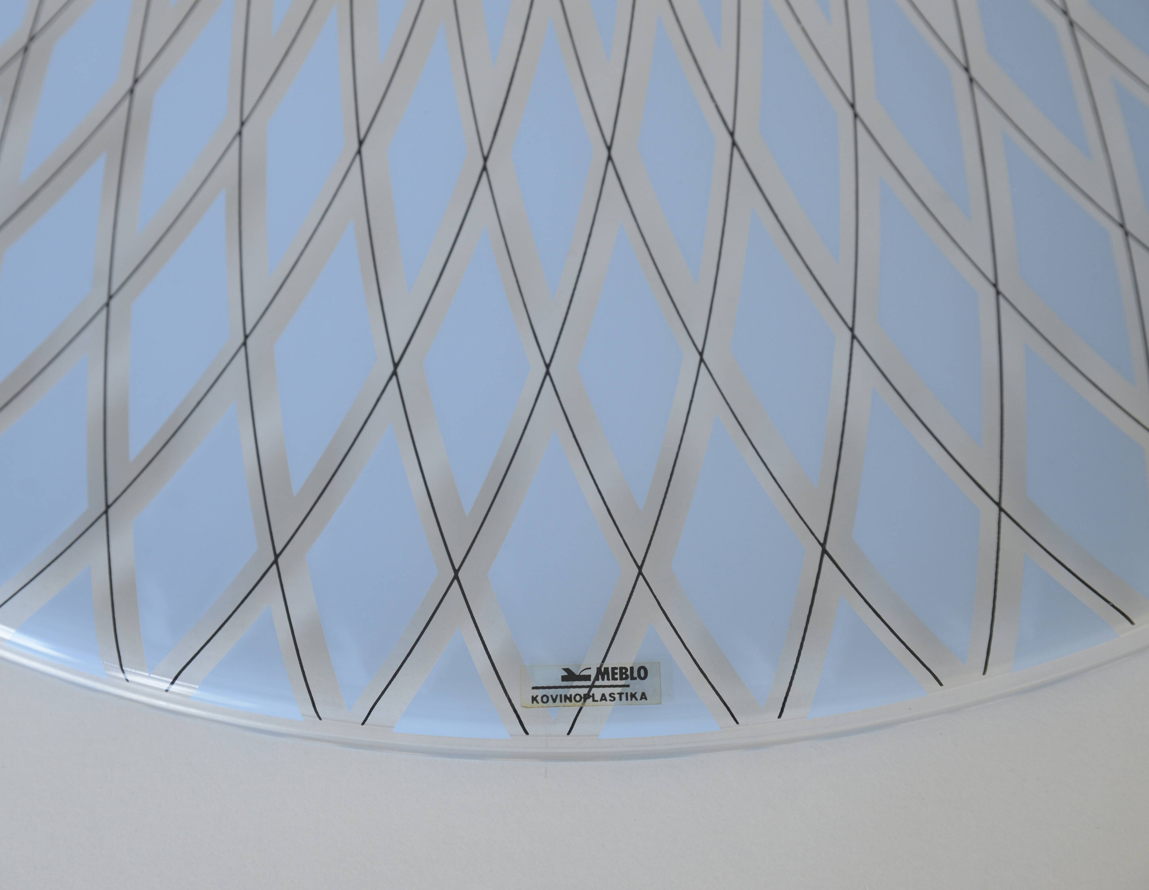 Vintage Trumpet Pendant Lamp Meblo Blue Plastic Hanging Light 1970's