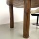 Modernist round table, solid oak, cylindrical pine base, DLG Perrian.