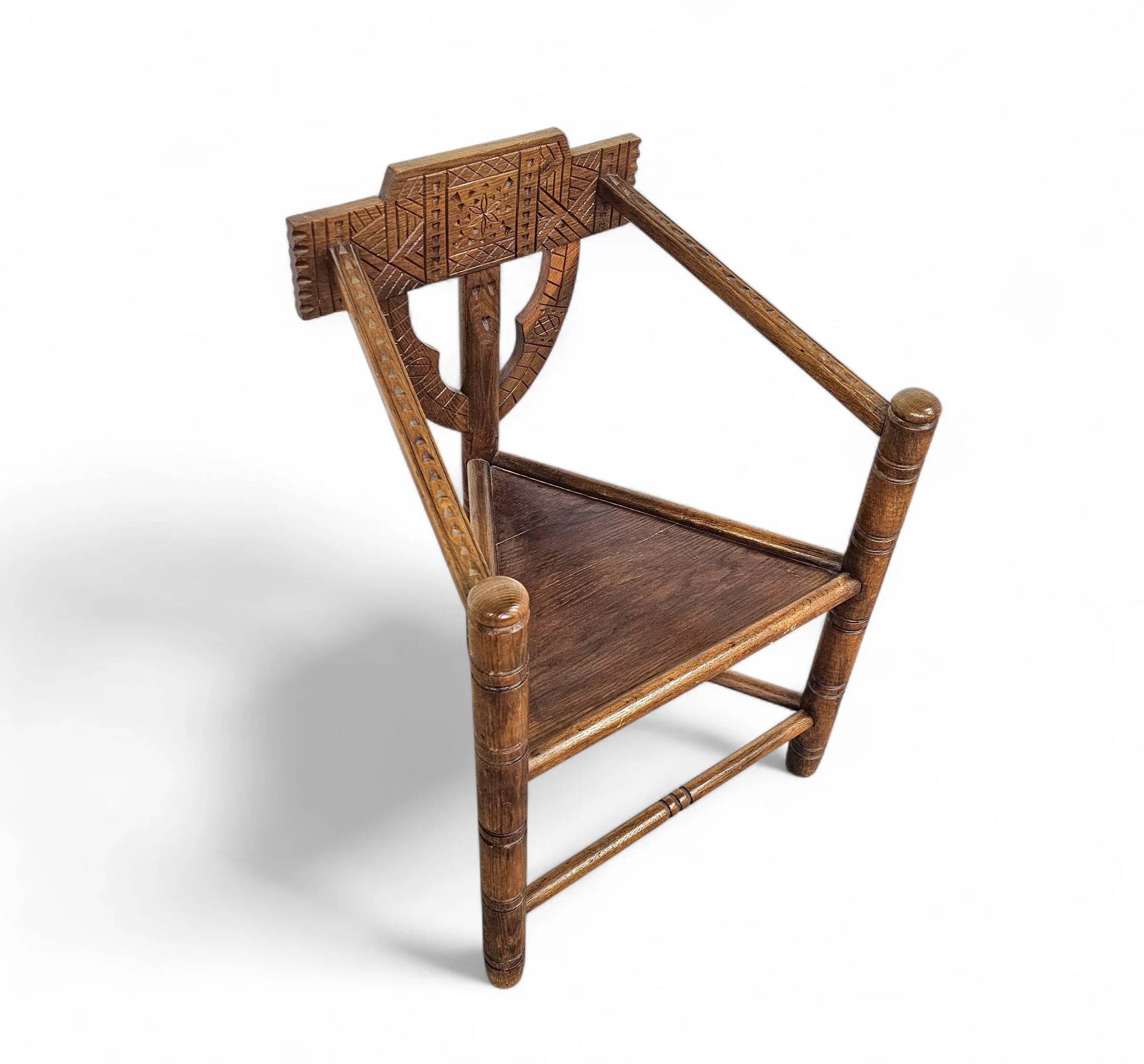 Carved Swedish monk chairs, style attributed to Bernhard Hoettger, made in Sweden, 1940s