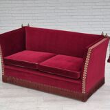 1970s, Danish "Spanish" sofa, original condition, furniture velour, ash wood legs.
