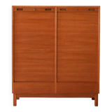 Scandinavian Teak Filing Cabinet with Tambour Doors