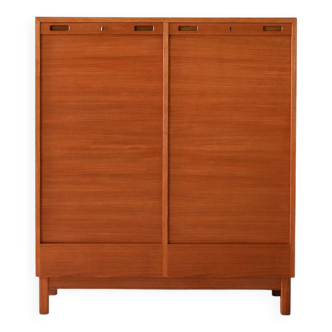 Scandinavian Teak Filing Cabinet with Tambour Doors