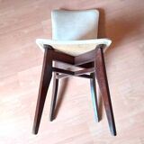 5 vintage chairs from the 60s, white leatherette, mahogany wood