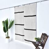 5x7 White Black Striped Turkish Vintage Rug 143x199Cm