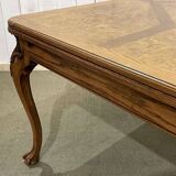 Chippendale extendable dining table in oak and burl elm