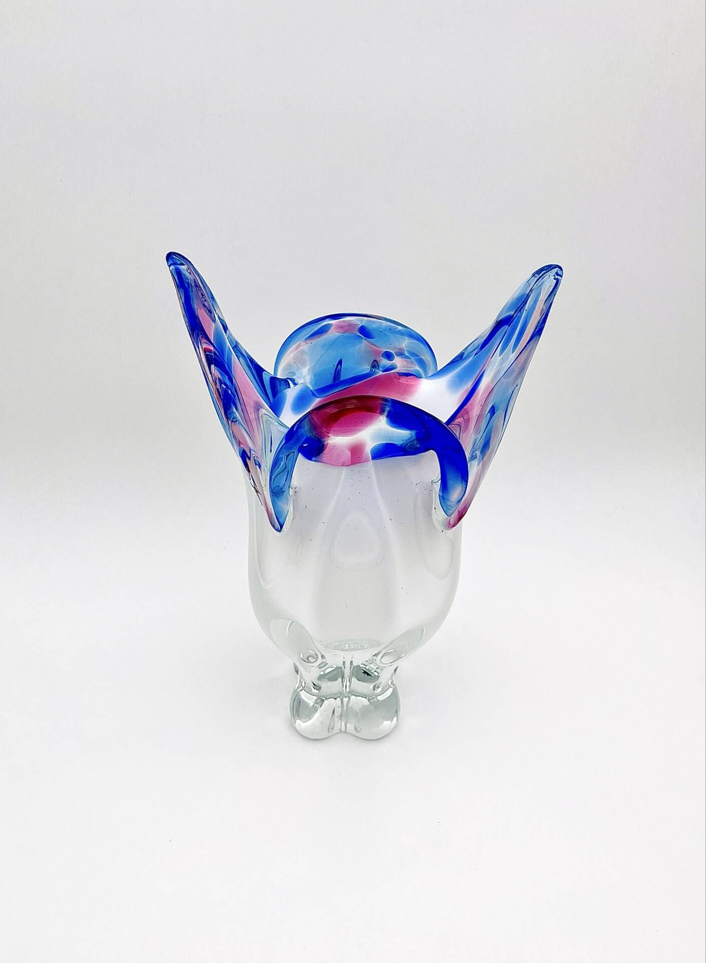 Monumental Vase Josef Hospodka Chribska Sommerso White Crystal 33cm