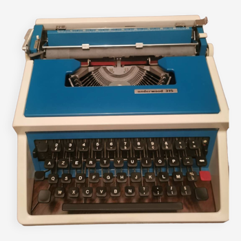 Machine à écrire vintage Underwood 315 bleue