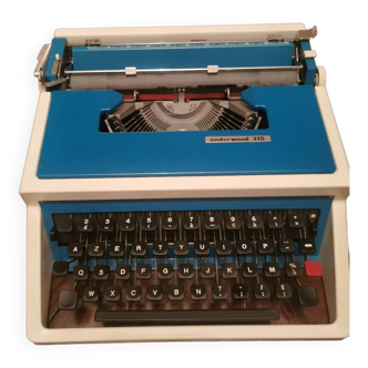 Machine à écrire vintage Underwood 315 bleue