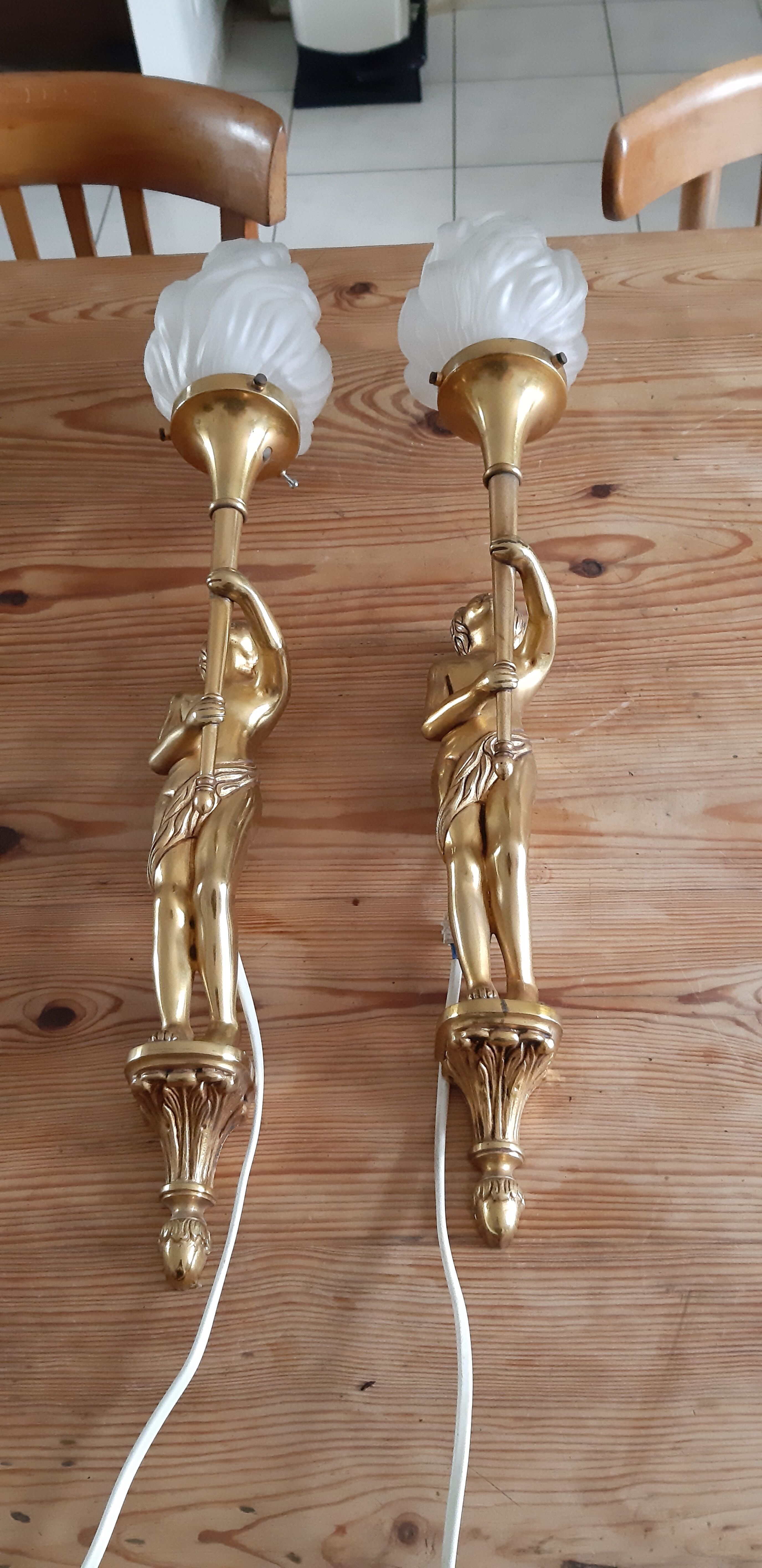 Pair of wall lamps gilded bronze