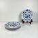 Set of 5 dessert plates with blue onion pattern by Wellco, porcelain.