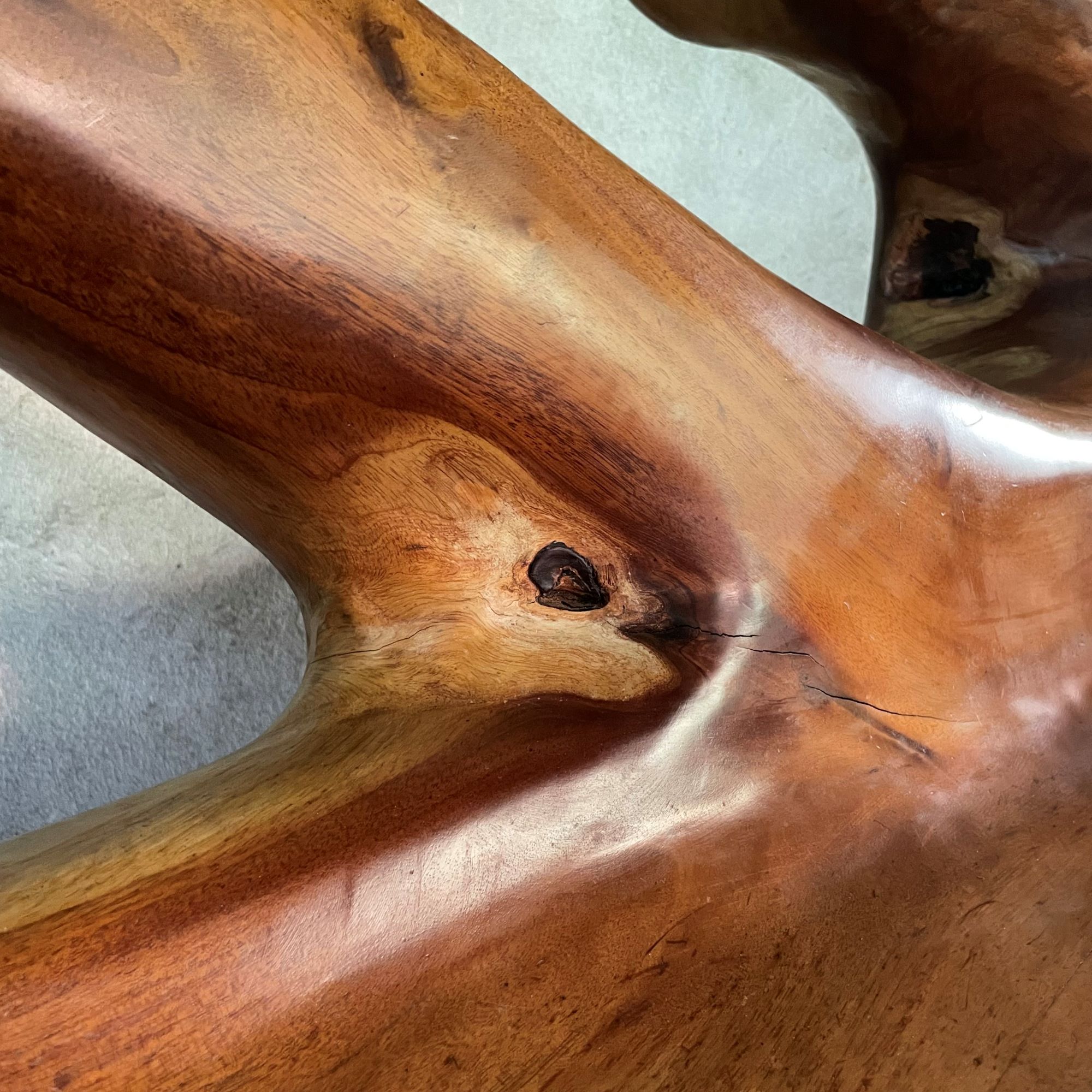 Sculptural solid wooden bench