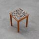Table d'appoint vintage en bois de pin carrelé de mosaïque, Belgique années 1950