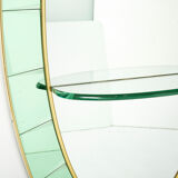 Large Italian mirror oval brass crystal green crystal of Cristal Arte 1950s 110x219cm