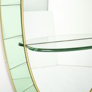 Large Italian mirror oval brass crystal green crystal of Cristal Arte 1950s 110x219cm