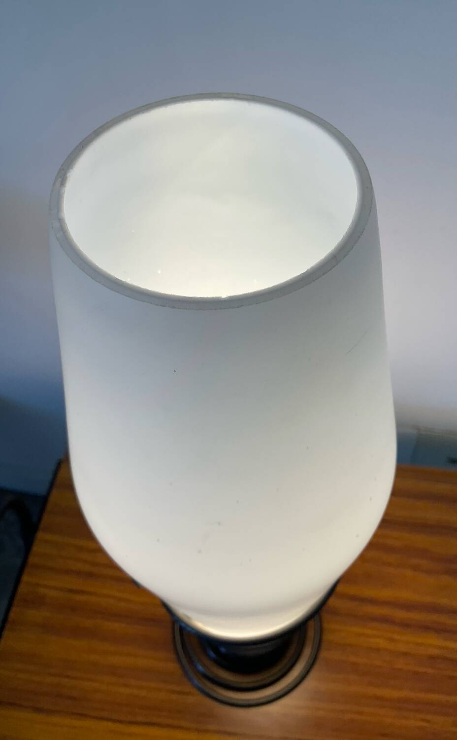 Vintage opaline and metal lamp