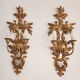 Louis XVI wall lamps Rocaille gilded carved wood antique mirror glass