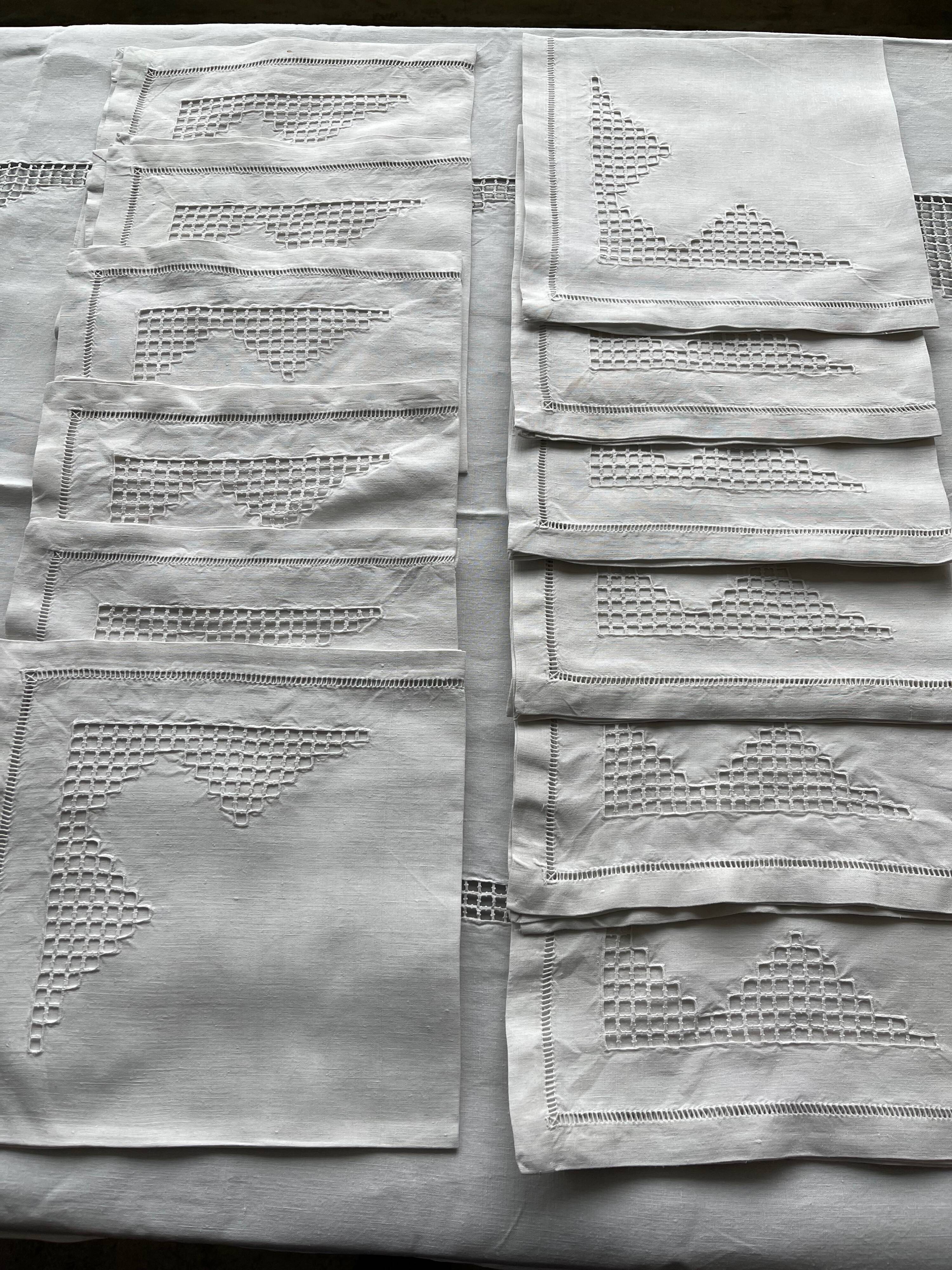 Art Deco hand-embroidered thread tablecloth