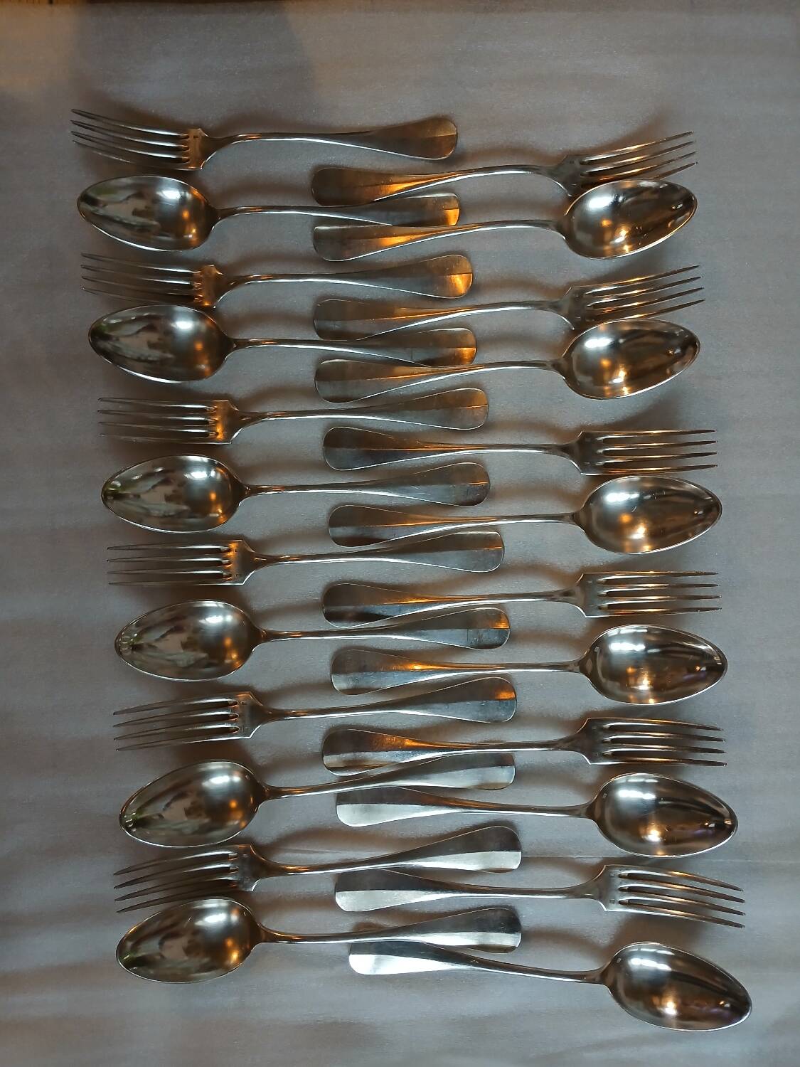 24 antique silver-plated cutlery sets