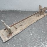 Old farm bench, bed end, in raw solid oak