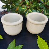 Set of 2 old BB stoneware Yogurt pots