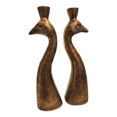 Golden candle holder art deco style peacock head