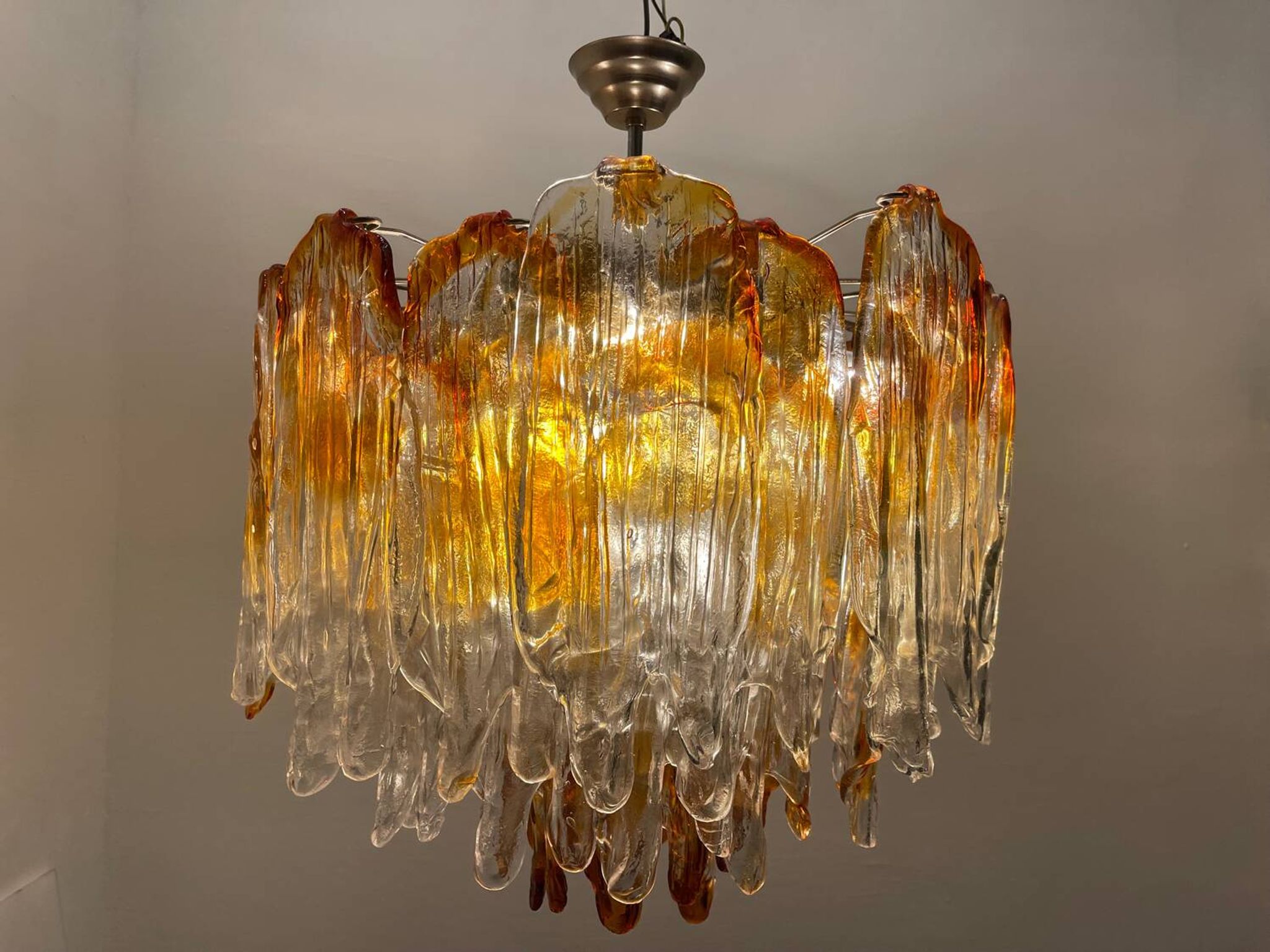 Large Murano Glass Chandelier 1970’s by Mazzega