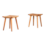 Teak Stools with Caning, 1960s, Set of 2
