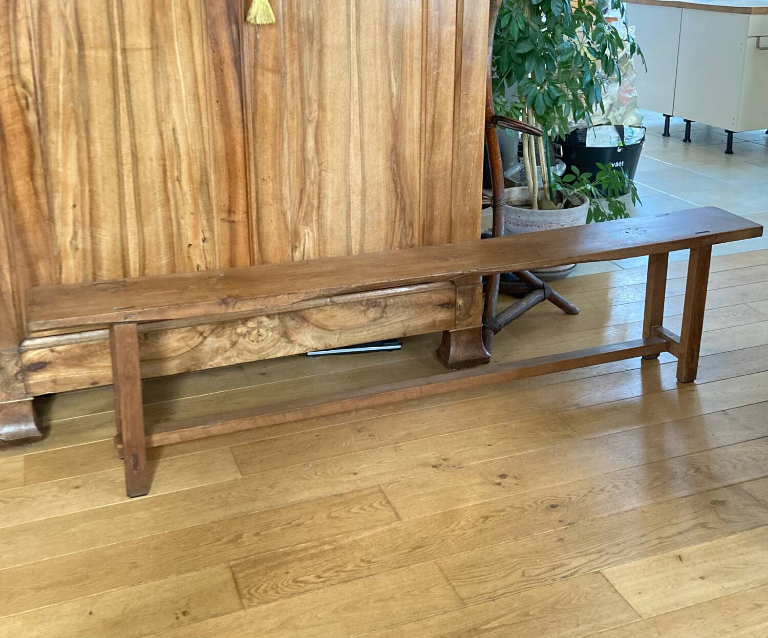 Large 19th century church bench