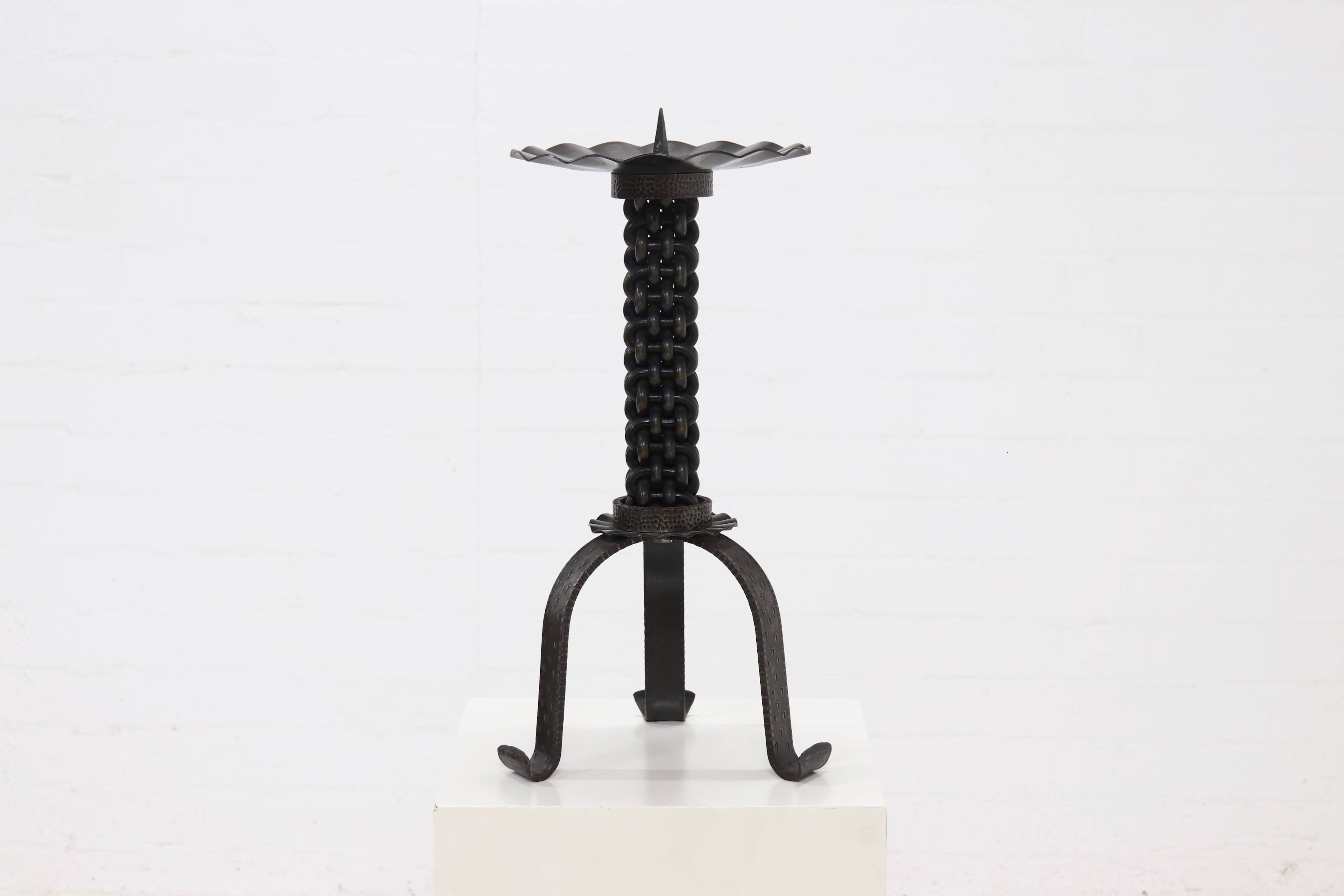 Brutalist Sculptural Wrought Iron Candle Holder 1960s